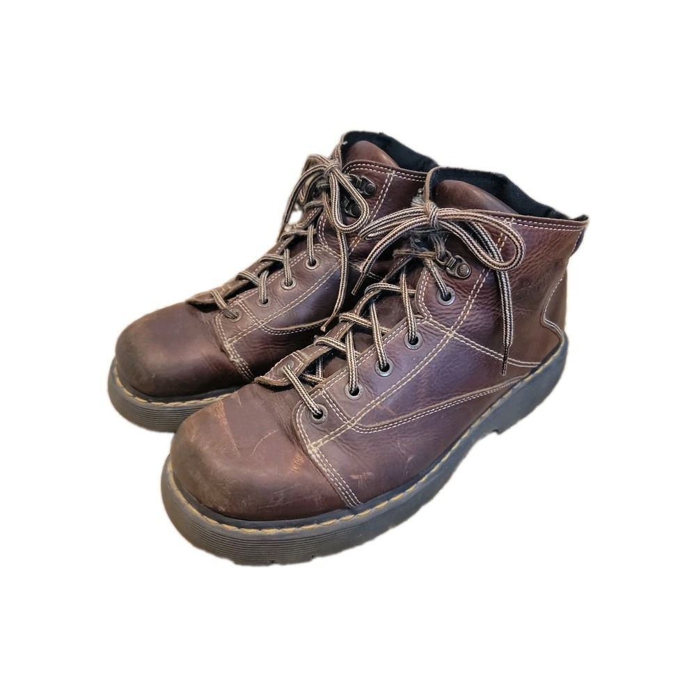 Dr. Martens Men's Brown Waxed Leather Chunky Combat Hiking Boots Size 14 US EUC